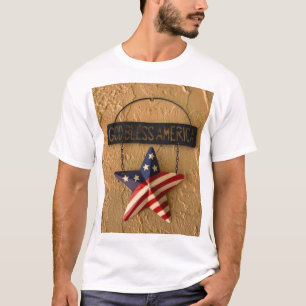 Camiseta Dios Bendiga América Estrella Patriótica Señal de