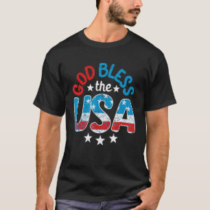 Camiseta Dios Bendiga América Groovy Bandera USA Patriótica
