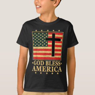 Camiseta Dios Bendiga América Jesús Cruz Cristiana Dios Bib