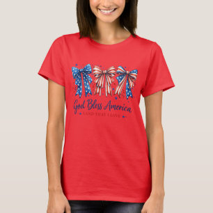 Camiseta Dios Bendiga América Lazo Patriótico Cuatro De Jul