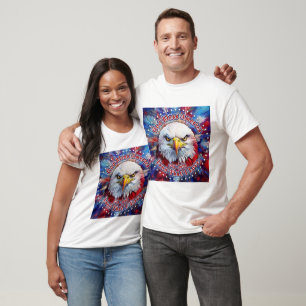Camiseta Dios Bendiga América Tierra Que Amo Águila Roja Fu
