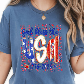 Camiseta Dios-Bendiga-EEUU- Floreado Tonto 4 de Julio 