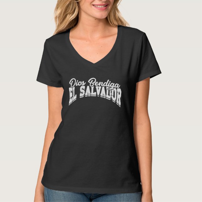 Camiseta Dios bendiga el salvador  Proud Latino Latina Salv (Anverso)