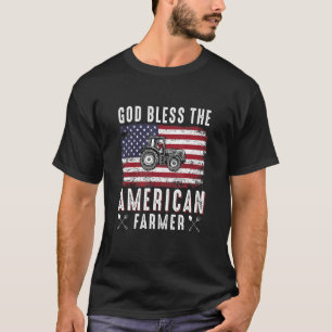 Camiseta Dios bendiga la bandera del tractor de granjeros n
