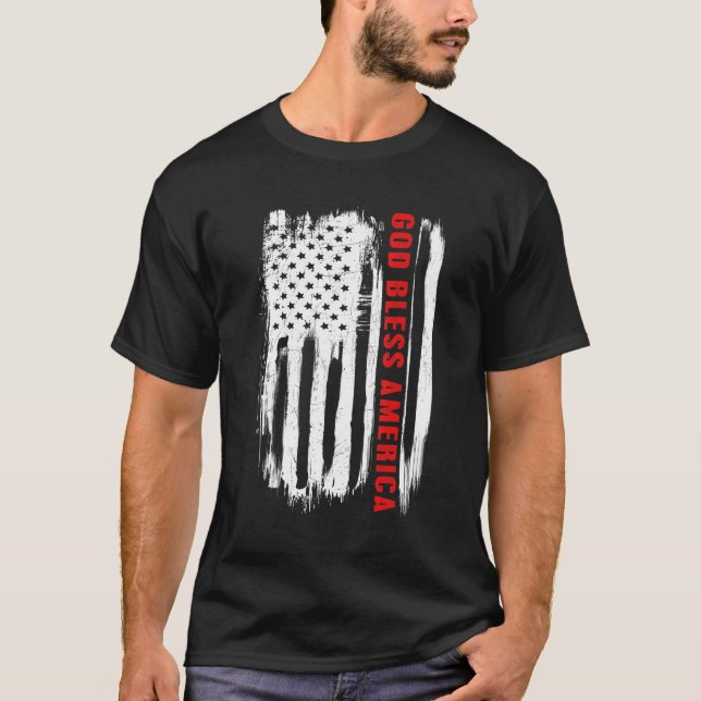 Camiseta Dios bendiga la bandera estadounidense (Anverso)