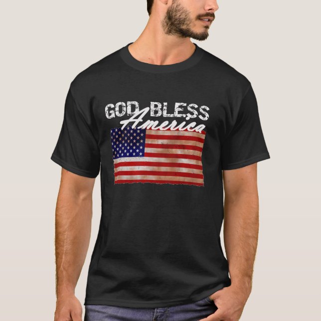 Camiseta Dios bendiga la bandera estadounidense (Anverso)