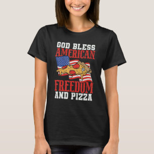 Camiseta Dios Bendiga La Libertad Estadounidense Y La Pizza