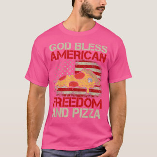 Camiseta Dios Bendiga La Libertad Y Pizza Estadounidenses -