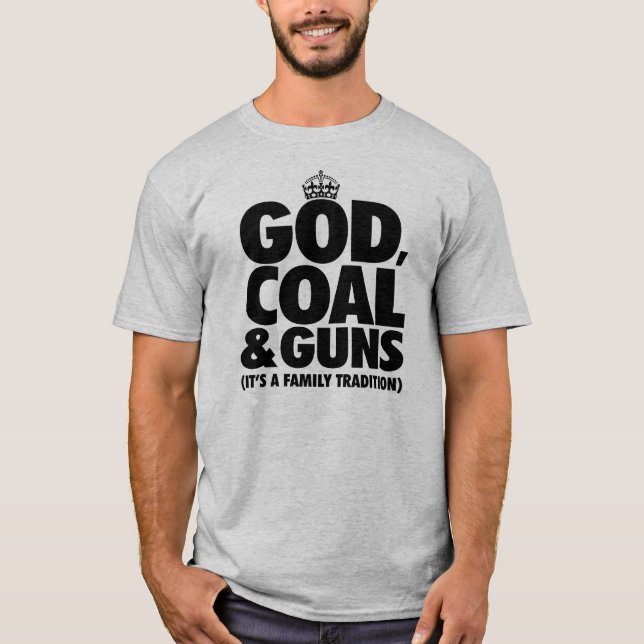 CAMISETA DIOS, CARBÓN Y ARMAS (Anverso)