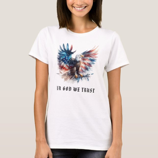 Camiseta *~* DIOS CONFIANZA. EagleAP16 Bandera Americana Es (Anverso)