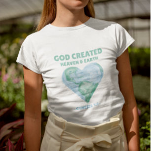 Camiseta Dios Cristiano creó el cielo y el día de la Tierra