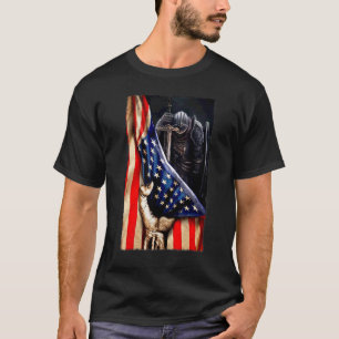 Camiseta Dios cristiano del guerrero de Jesús bandera ameri