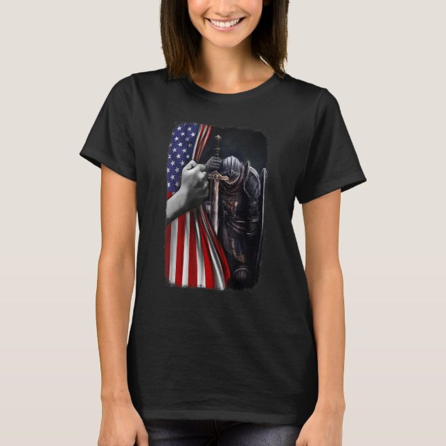 Camiseta Dios Cristiano Guerrero De Jesús Bandera Estadouni (Anverso)