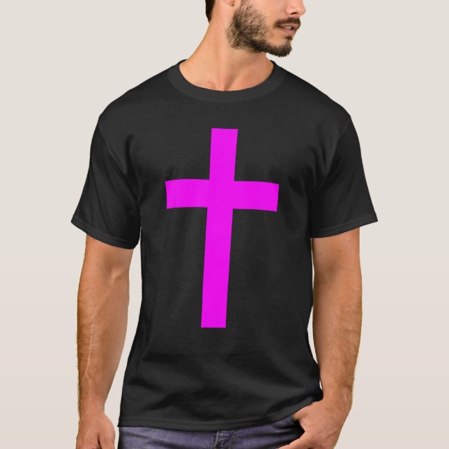 Camiseta Dios Cristiano Jesús Cruza Magenta (Anverso)
