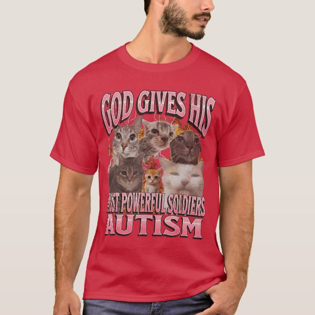 Camiseta Dios Da Su Meme De Gato Divertido Más Poderoso Aut (Anverso)