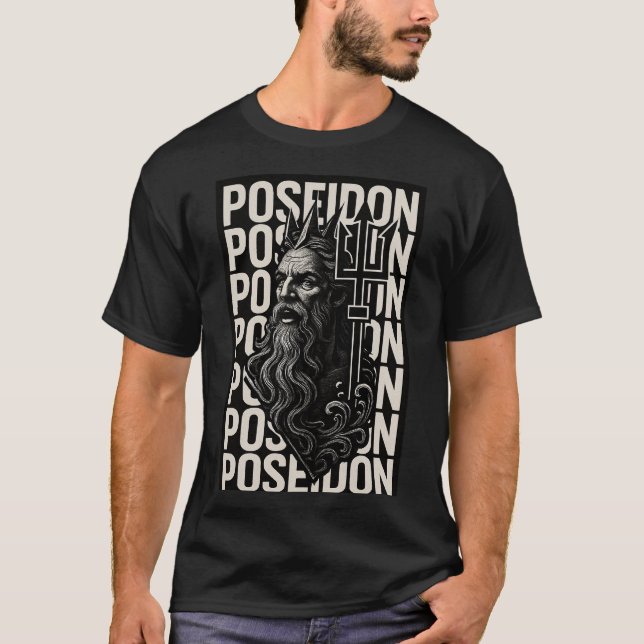 Camiseta Dios de diseño griego Poseidon (Anverso)