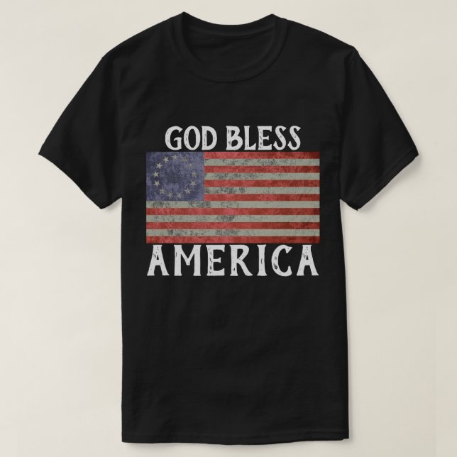 Camiseta Dios de la bandera de Betsy Ross bendice la (Diseño del anverso)