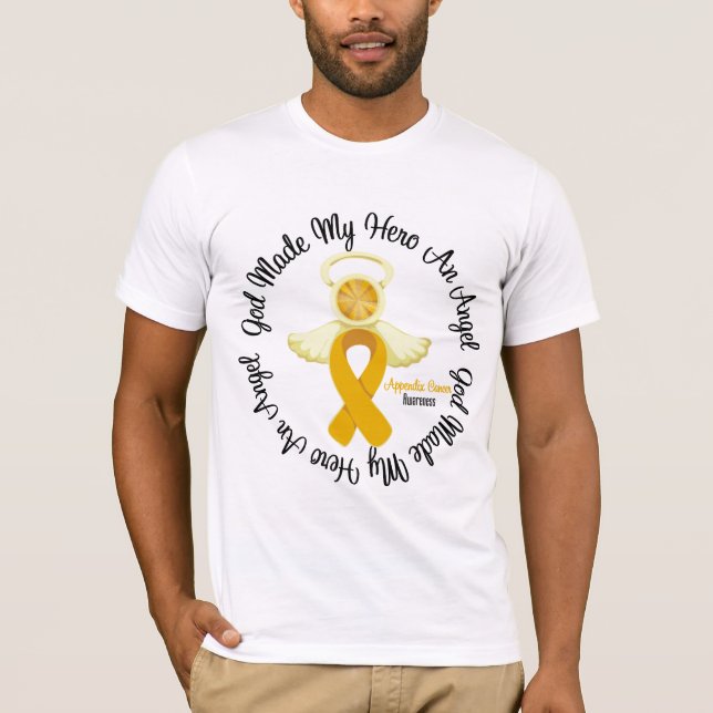 Camiseta Dios del cáncer del apéndice hizo mi héroe un (Anverso)
