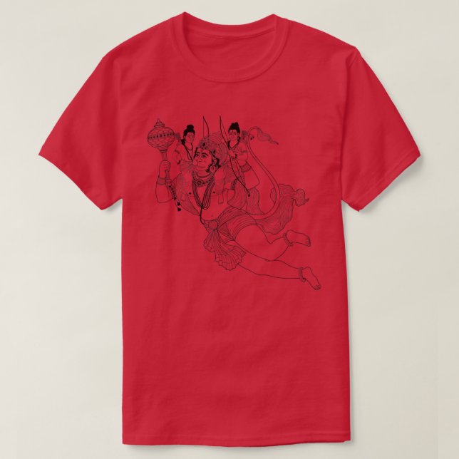 Camiseta Dios del hinduismo hindú del Señor Hanuman  (Diseño del anverso)