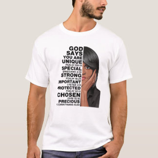 Camiseta Dios dice a Michelle Obama Mujeres Historia Mes Am