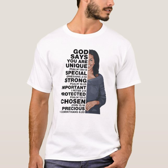 Camiseta Dios dice a Michelle Obama Mujeres Historia Mes Am (Anverso)