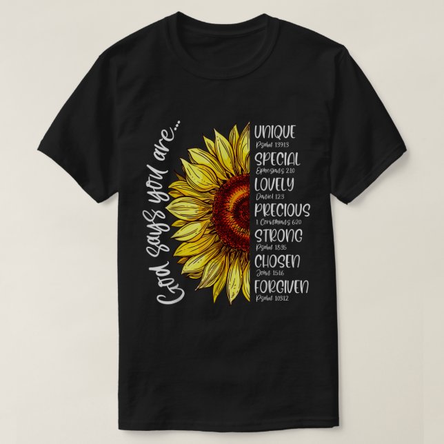 Camiseta Dios dice que eres versos de la Biblia cristiana d (Diseño del anverso)