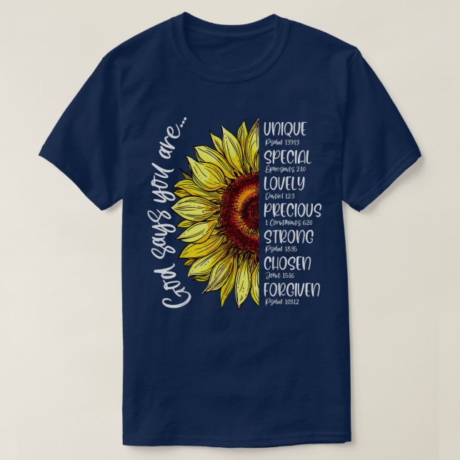 Camiseta Dios dice que eres versos de la Biblia cristiana d (Diseño del anverso)