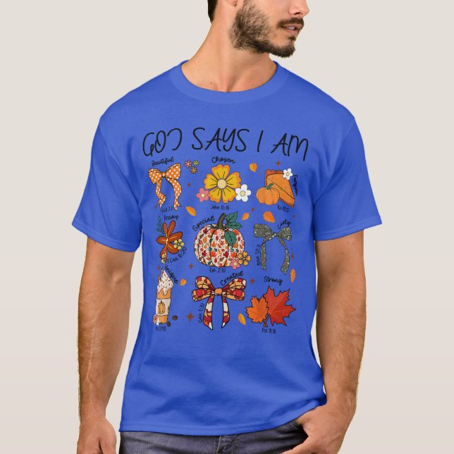 Camiseta Dios dice que estoy de vibraciones de otoño cristi (Anverso)