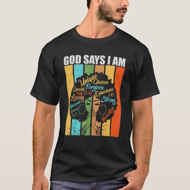 Camiseta Dios dice que estoy orgulloso de ser Chica african (Anverso)