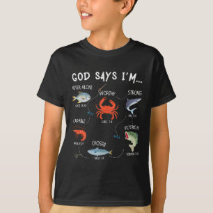 Camiseta Dios dice que estoy pescando versos de la Biblia d