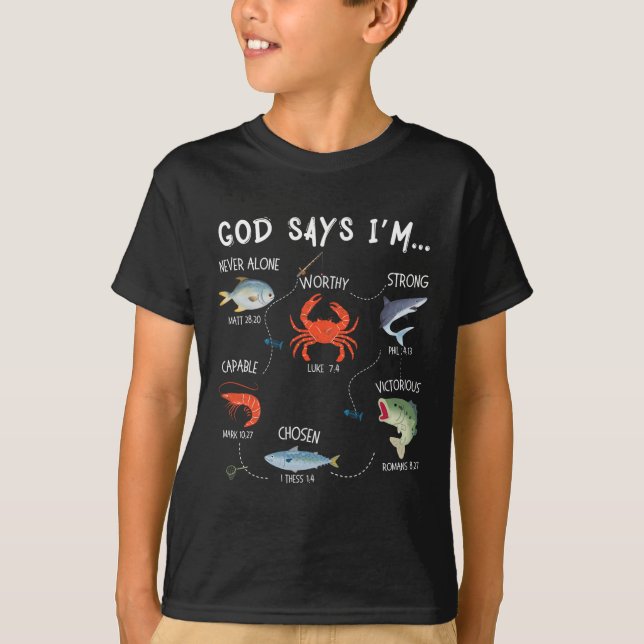 Camiseta Dios dice que estoy pescando versos de la Biblia d (Anverso)