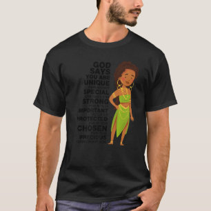 Camiseta Dios dice que Melanin Chica Chica del Día Internac