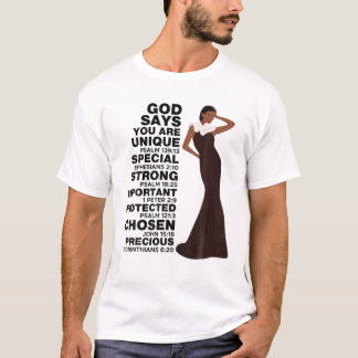 Camiseta Dios dice que Melanin Chica Chica del Día Internac