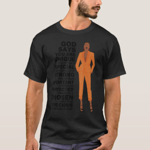 Camiseta Dios dice que Melanin Chica Chica del Día Internac