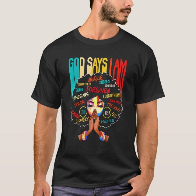 Camiseta Dios dice que soy afroamericanas mujeres negras Ho (Anverso)