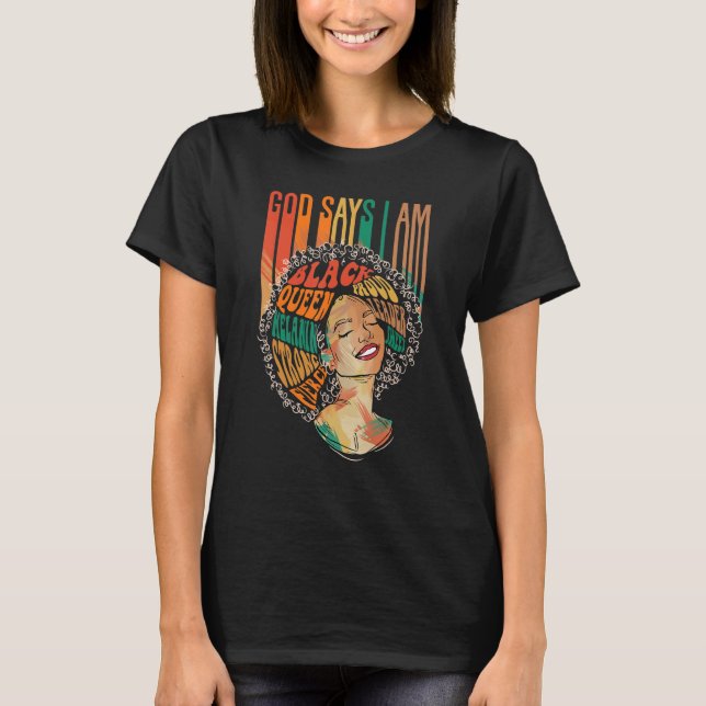 Camiseta Dios dice que soy afromujeres Melanin Orgullo Negr (Anverso)