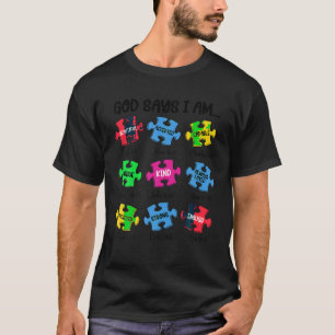 Camiseta Dios dice que soy autista puzzle de puzzle de piez