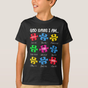 Camiseta Dios dice que soy biblia contra autismo cristiano