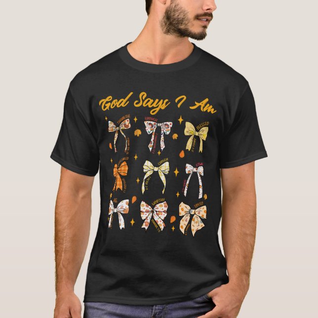 Camiseta Dios dice que soy Coquette Bow Fall Otoño Thanksgi (Anverso)