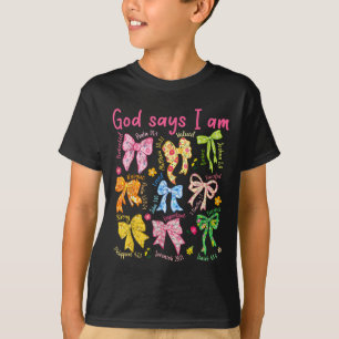 Camiseta Dios dice que soy Coquette Bow Floral Madre Cristi