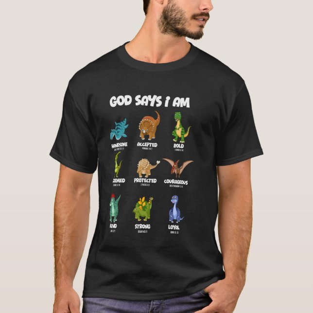 Camiseta Dios dice que soy dinosaurio - Versículo Bíblico - (Anverso)