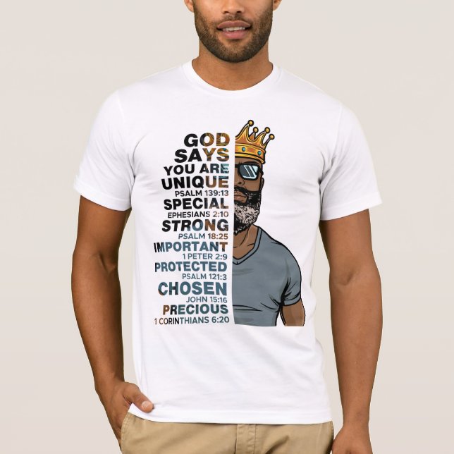 Camiseta Dios dice que soy el Rey Negro Melanin Hombre Bruh (Anverso)