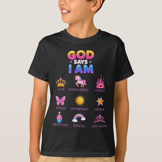 Camiseta Dios dice que soy princesa linda Jesús adolescente (Anverso)