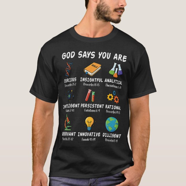 Camiseta Dios dice que soy profesor de biología científica  (Anverso)