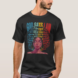Camiseta Dios dice que soy único Melanin Afro Hair Black Hi