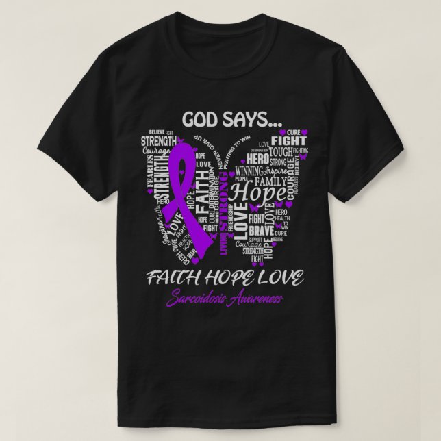Camiseta Dios diga Fe Esperanza Amar Sarcoidosis Regalo de  (Diseño del anverso)
