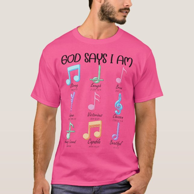Camiseta Dios diga que soy notas musicales Piano guitarra c (Anverso)