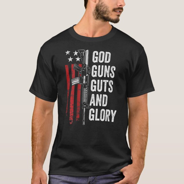 Camiseta Dios dispara a la gloria Bandera Patriótica Estado (Anverso)