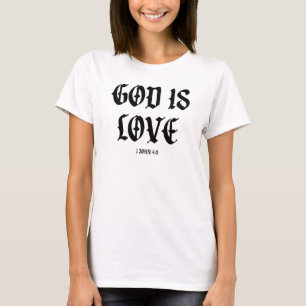 Camiseta Dios es amor 1 John 48 Alpha Omega Couture