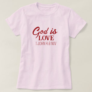 Camiseta Dios es amor Biblia Verse fe cristiana Rosa